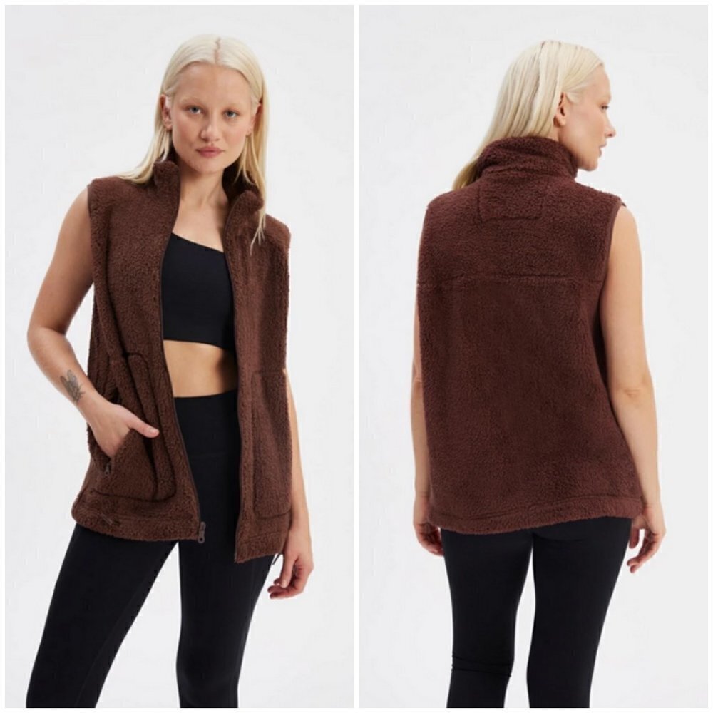 πGIRLFRIEND COLLECTIVEπ Recycled Fleece Vest ~ Raisin Brown Medium M NWT